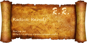 Radics Rezső névjegykártya